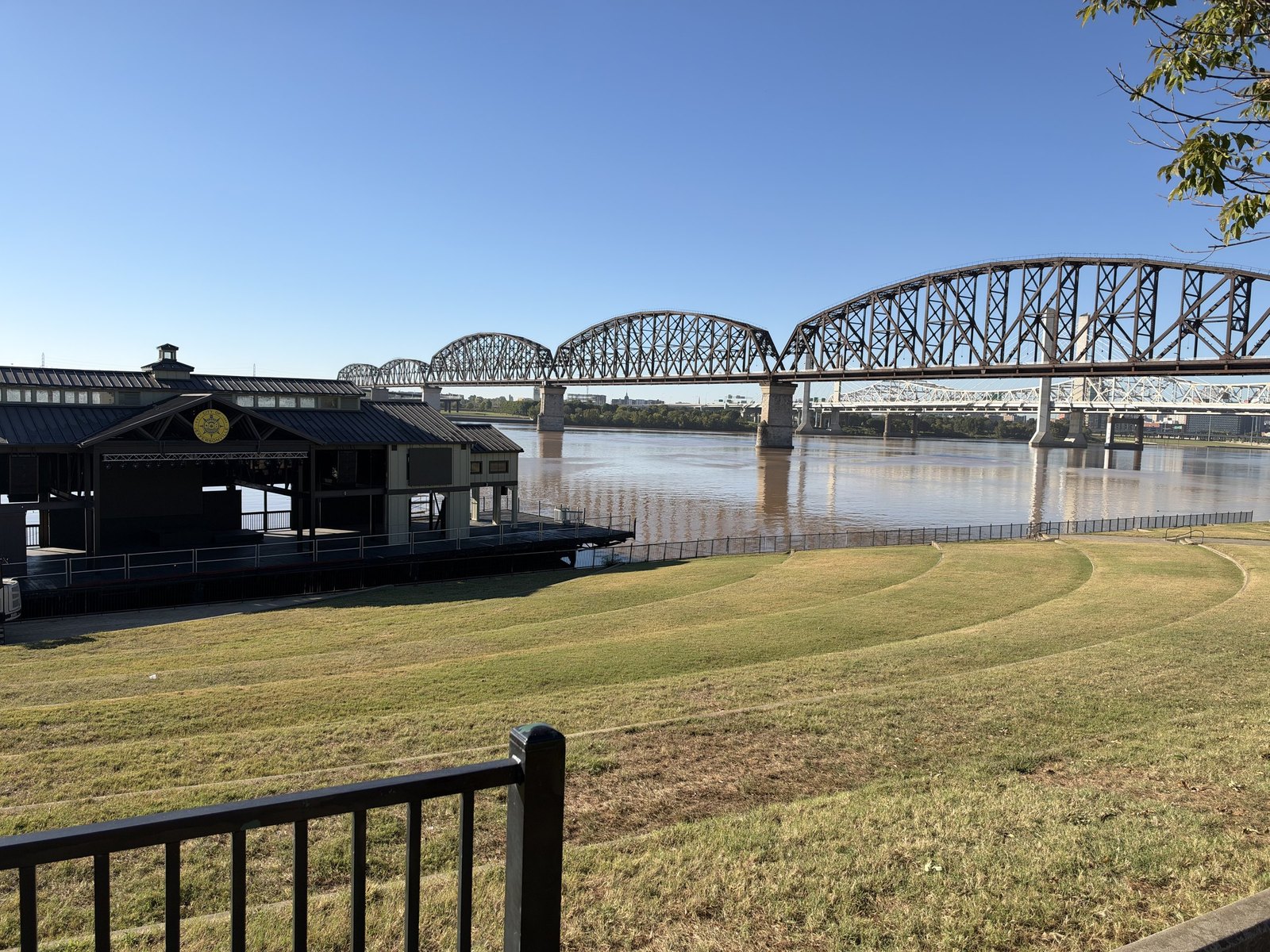 The Ohio River and bridges from the Jeffersonville riverfront
